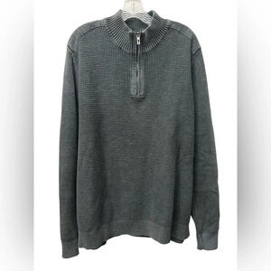 Tommy Bahama Tidemark Half-Zip Sweater Waffle Knit Quarter Zip Size XL Gray